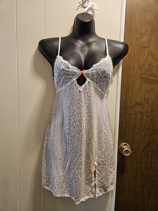 Victoria's Secret Other - Victoria's Secret White Lace & Sheer Chemise with Orange Accents